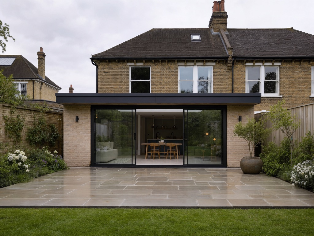 A renovated British house with a new glazed rear extension