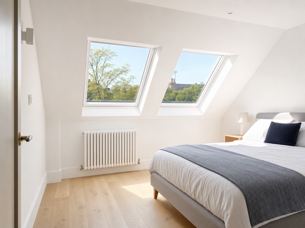A finished loft conversion with skylights